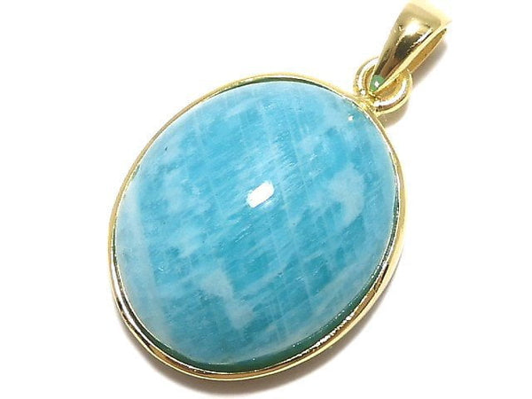 [Video][One of a kind] Amazonite AAA- Pendant 18KGP NO.32