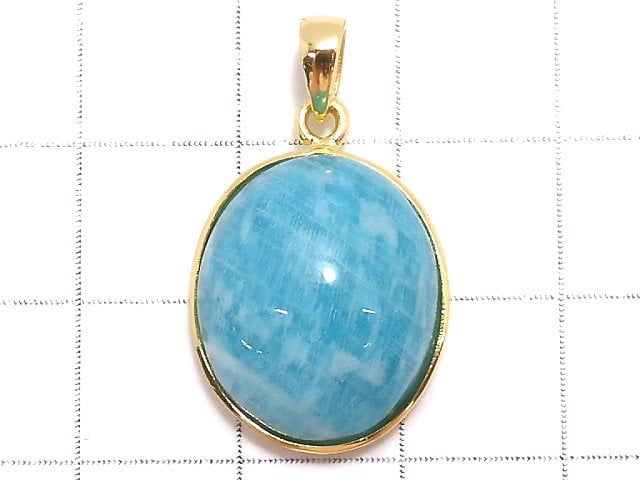 [Video][One of a kind] Amazonite AAA- Pendant 18KGP NO.32