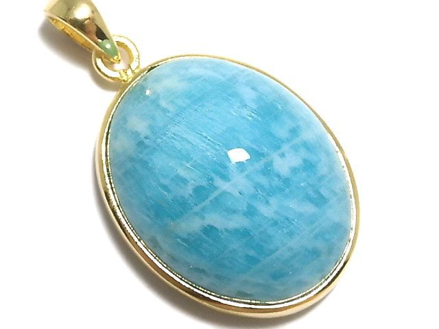 [Video][One of a kind] Amazonite AAA- Pendant 18KGP NO.33