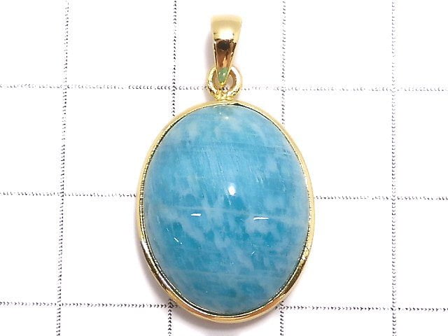 [Video][One of a kind] Amazonite AAA- Pendant 18KGP NO.33