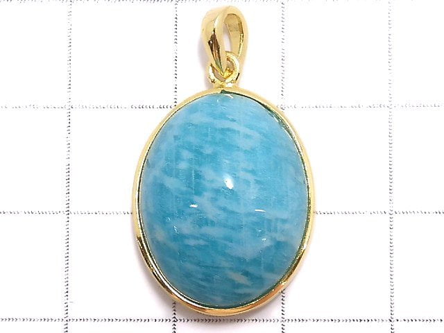 [Video][One of a kind] Amazonite AAA- Pendant 18KGP NO.37