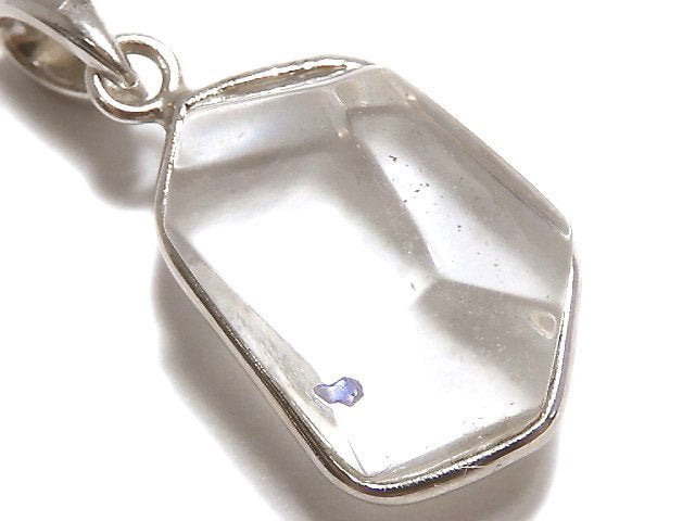 [Video][One of a kind] Fluorite in Quartz Faceted Nugget Pendant Silver925 NO.71