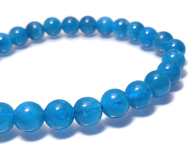 [Video][One of a kind] Blue Apatite Round 6mm Bracelet NO.2