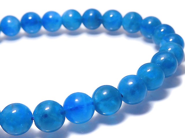 [Video][One of a kind] Blue Apatite Round 6mm Bracelet NO.4