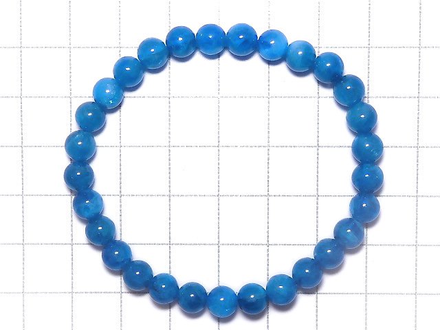 [Video][One of a kind] Blue Apatite Round 6mm Bracelet NO.4