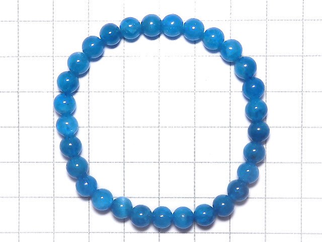 [Video][One of a kind] Blue Apatite Round 6mm Bracelet NO.5