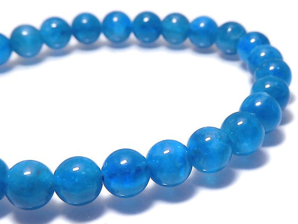 [Video][One of a kind] Blue Apatite Round 6mm Bracelet NO.6