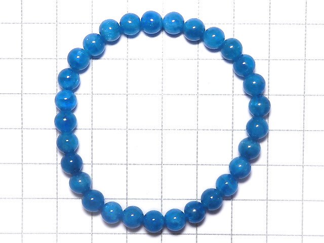 [Video][One of a kind] Blue Apatite Round 6mm Bracelet NO.6