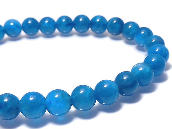 [Video][One of a kind] Blue Apatite Round 6mm Bracelet NO.10