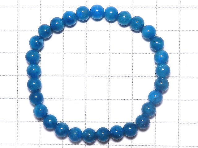 [Video][One of a kind] Blue Apatite Round 6mm Bracelet NO.10