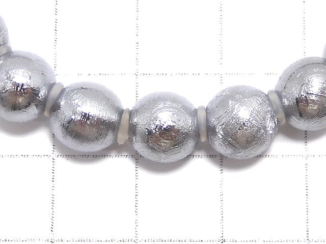 [Video][One of a kind] Meteorite (Muonionalusta) Round 8mm Bracelet NO.1