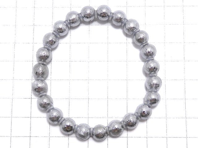 [Video][One of a kind] Meteorite (Muonionalusta) Round 8mm Bracelet NO.2