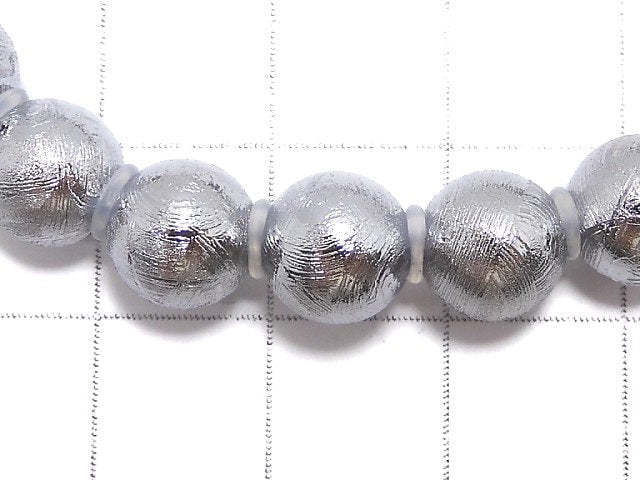 [Video][One of a kind] Meteorite (Muonionalusta) Round 8mm Bracelet NO.7