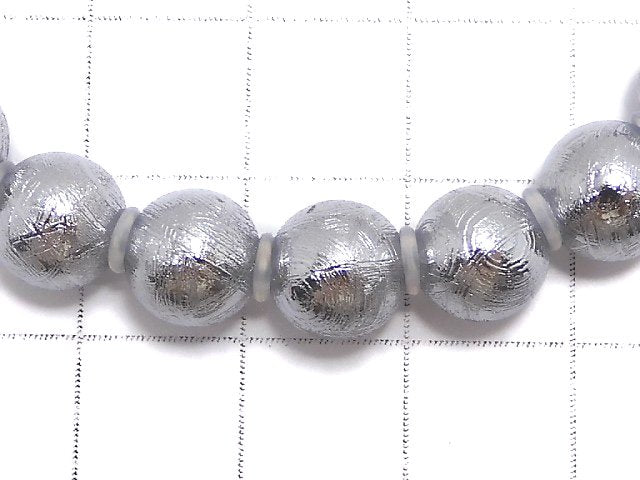 [Video][One of a kind] Meteorite (Muonionalusta) Round 8mm Bracelet NO.8