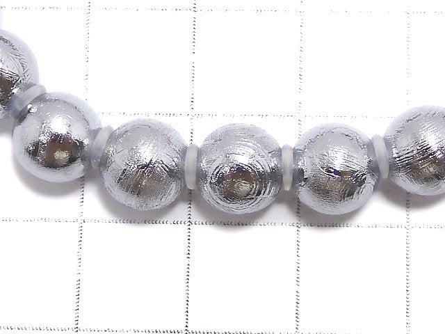 [Video][One of a kind] Meteorite (Muonionalusta) Round 8mm Bracelet NO.10