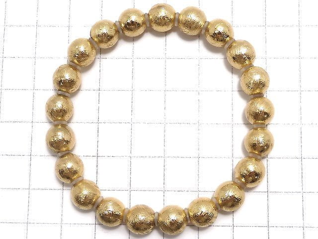 [Video][One of a kind] Meteorite (Muonionalusta) Round 8mm Yellow Gold Bracelet NO.2