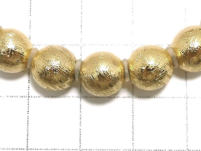 [Video][One of a kind] Meteorite (Muonionalusta) Round 8mm Yellow Gold Bracelet NO.2