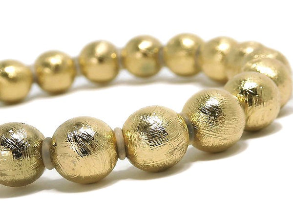 [Video][One of a kind] Meteorite (Muonionalusta) Round 8mm Yellow Gold Bracelet NO.3