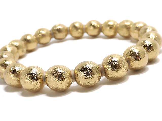 [Video][One of a kind] Meteorite (Muonionalusta) Round 8mm Yellow Gold Bracelet NO.6