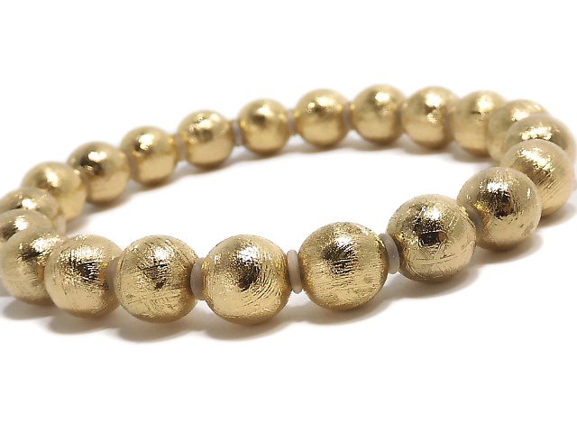 [Video][One of a kind] Meteorite (Muonionalusta) Round 8mm Yellow Gold Bracelet NO.7