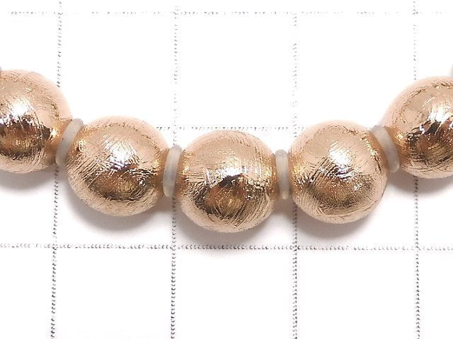 [Video][One of a kind] Meteorite (Muonionalusta) Round 8mm Pink Gold Bracelet NO.8