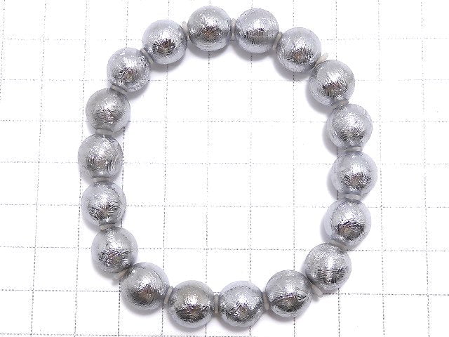 [Video][One of a kind] Meteorite (Muonionalusta) Round 10mm Bracelet NO.6