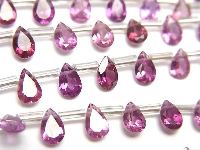 [Video]High Quality Rhodolite Garnet AAA Pear shape Faceted 6x4mm [Light color] half or 1strand (18pcs)