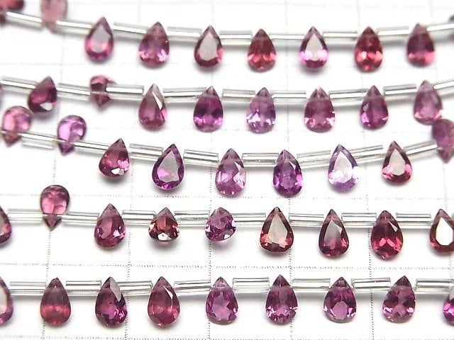 [Video]High Quality Rhodolite Garnet AAA Pear shape Faceted 6x4mm [Light color] half or 1strand (18pcs)