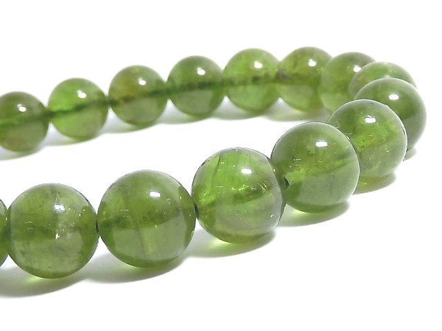 [Video][One of a kind] Green Tourmaline AAA- Round 9mm Bracelet NO.3