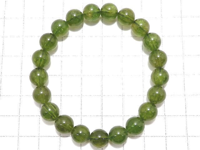 [Video][One of a kind] Green Tourmaline AAA- Round 9mm Bracelet NO.4