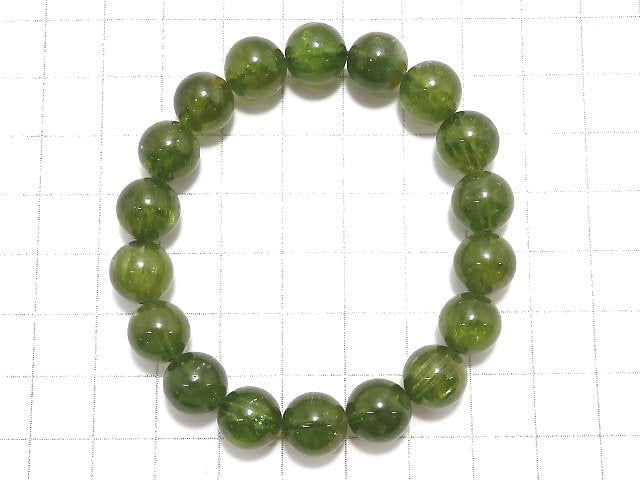 [Video][One of a kind] Green Tourmaline AAA- Round 10mm Bracelet NO.5