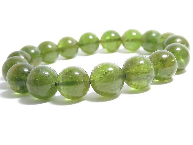 [Video][One of a kind] Green Tourmaline AAA- Round 10mm Bracelet NO.5