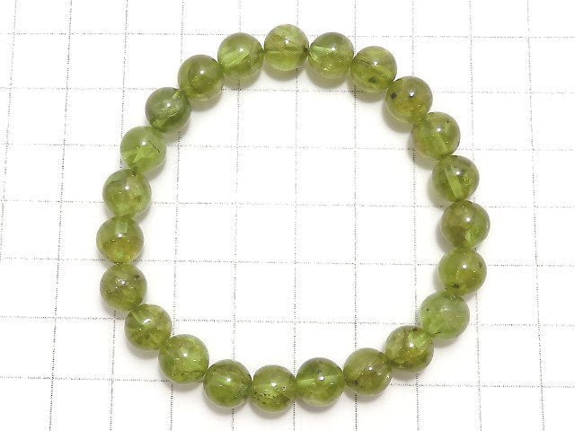 [Video][One of a kind] High Quality Peridot AA++ Round 8mm Bracelet NO.1