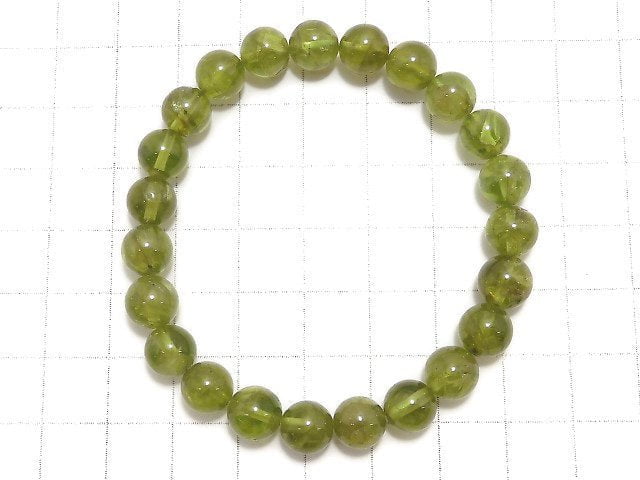 [Video][One of a kind] High Quality Peridot AA++ Round 8mm Bracelet NO.2