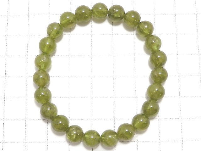 [Video][One of a kind] High Quality Peridot AA++ Round 8mm Bracelet NO.3