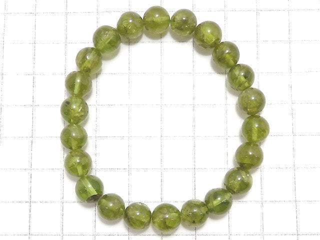 [Video][One of a kind] High Quality Peridot AA++ Round 8.5mm Bracelet NO.4