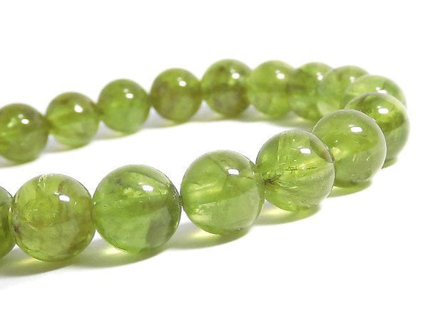 [Video][One of a kind] High Quality Peridot AA++ Round 8.5mm Bracelet NO.5