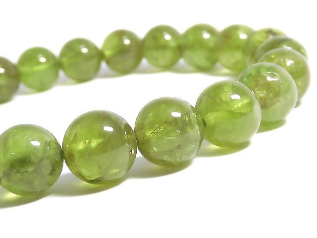 [Video][One of a kind] High Quality Peridot AA++ Round 8.5mm Bracelet NO.6