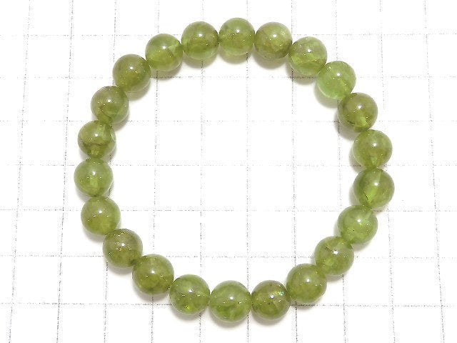 [Video][One of a kind] High Quality Peridot AA++ Round 8.5mm Bracelet NO.6