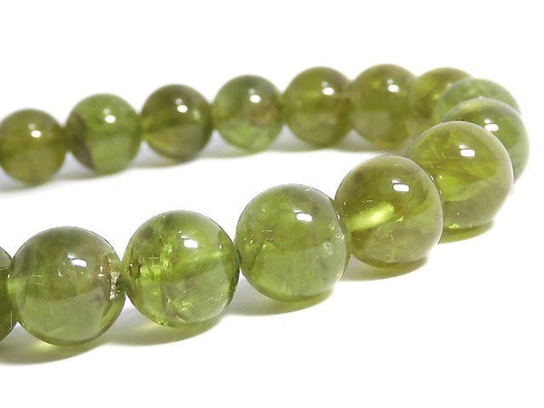 [Video][One of a kind] High Quality Peridot AA++ Round 8.5mm Bracelet NO.7