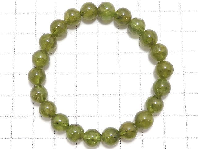 [Video][One of a kind] High Quality Peridot AA++ Round 8.5mm Bracelet NO.7