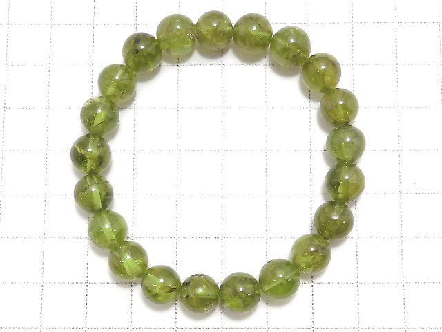 [Video][One of a kind] High Quality Peridot AA++ Round 9mm Bracelet NO.8