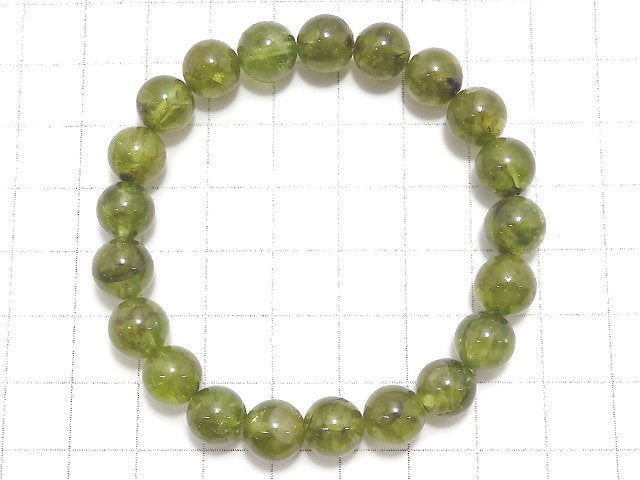 [Video][One of a kind] High Quality Peridot AA++ Round 9mm Bracelet NO.9