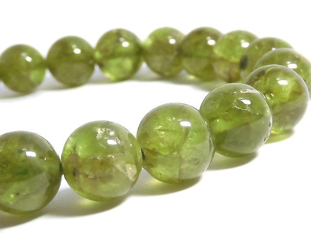 [Video][One of a kind] High Quality Peridot AA++ Round 9mm Bracelet NO.10