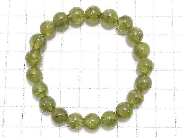 [Video][One of a kind] High Quality Peridot AA++ Round 9mm Bracelet NO.10