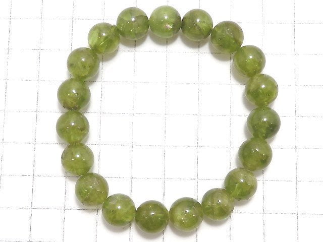 [Video][One of a kind] High Quality Peridot AA++ Round 10mm Bracelet NO.11