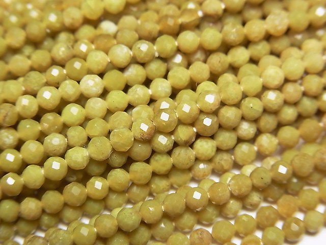 [Video]High Quality! Olive Opal Faceted Round 3mm 1strand beads (aprx.12inch/29cm)