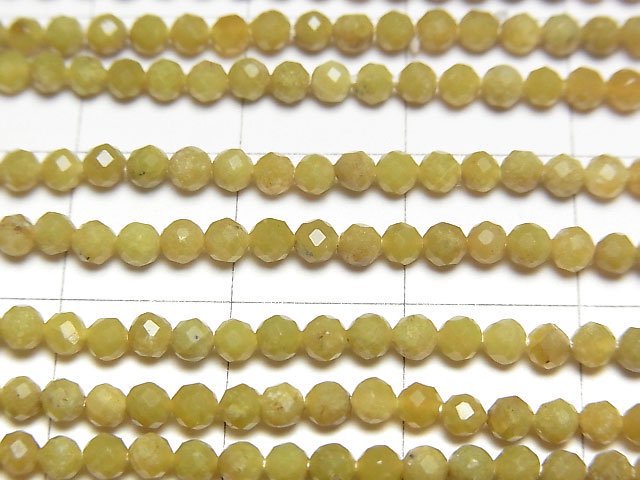 [Video]High Quality! Olive Opal Faceted Round 3mm 1strand beads (aprx.12inch/29cm)