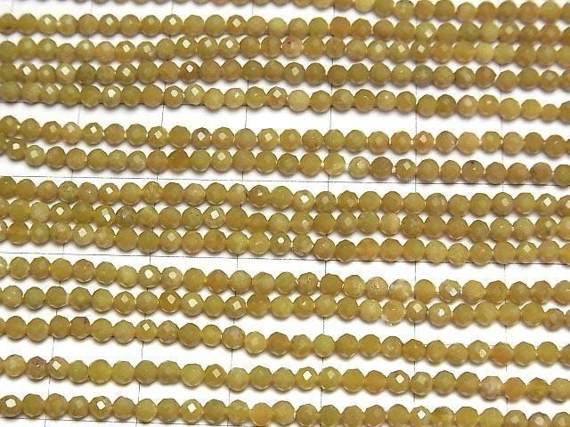 [Video] High Quality! Olive Opal Faceted Round 3mm 1strand beads (approx. 12 inches/29 cm)