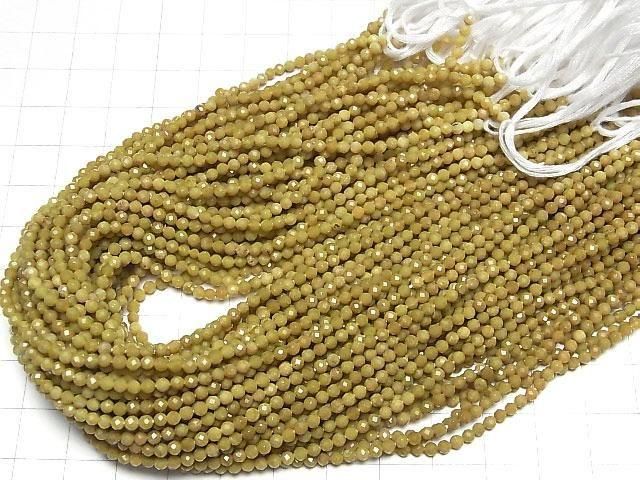 [Video] High Quality! Olive Opal Faceted Round 3mm 1strand beads (approx. 12 inches/29 cm)